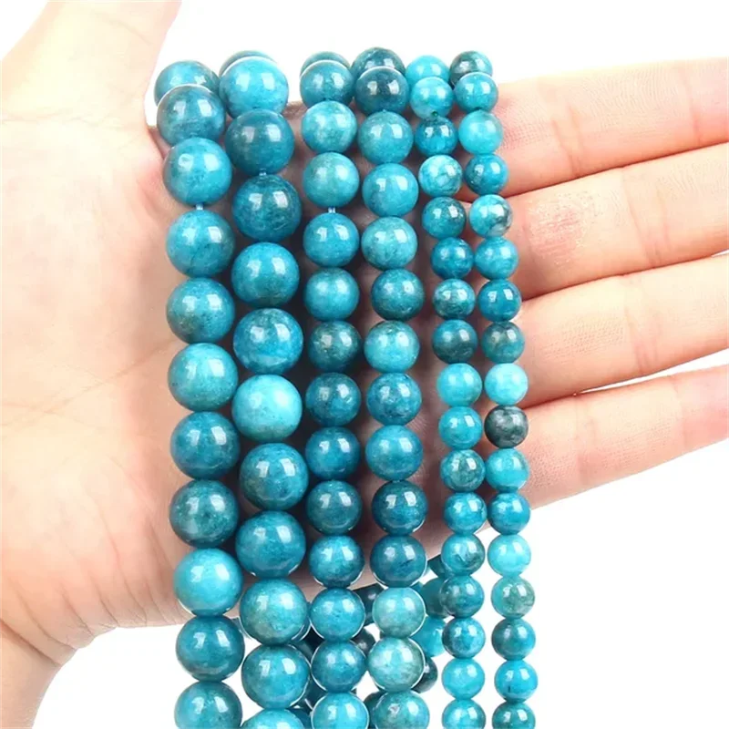 15inch Natural Stone Beads blue apatite beads For Jewelry Making DIY Bracelet 4 6 8 10mm