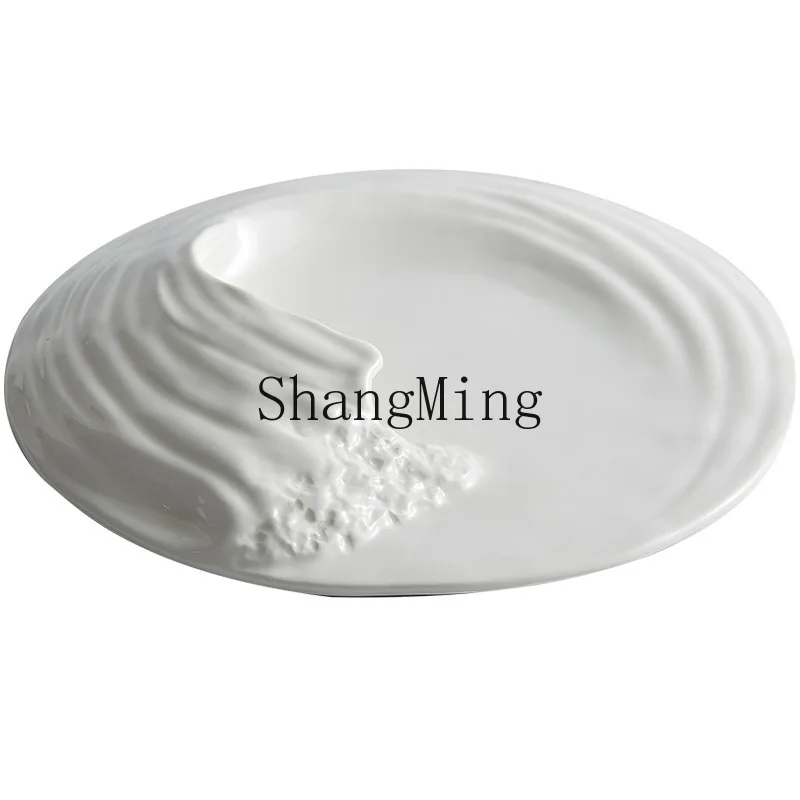 

PYH wave artistic conception fusion dishes, tableware, ceramic Western food, flat plates, special-shaped hotel high-end plating