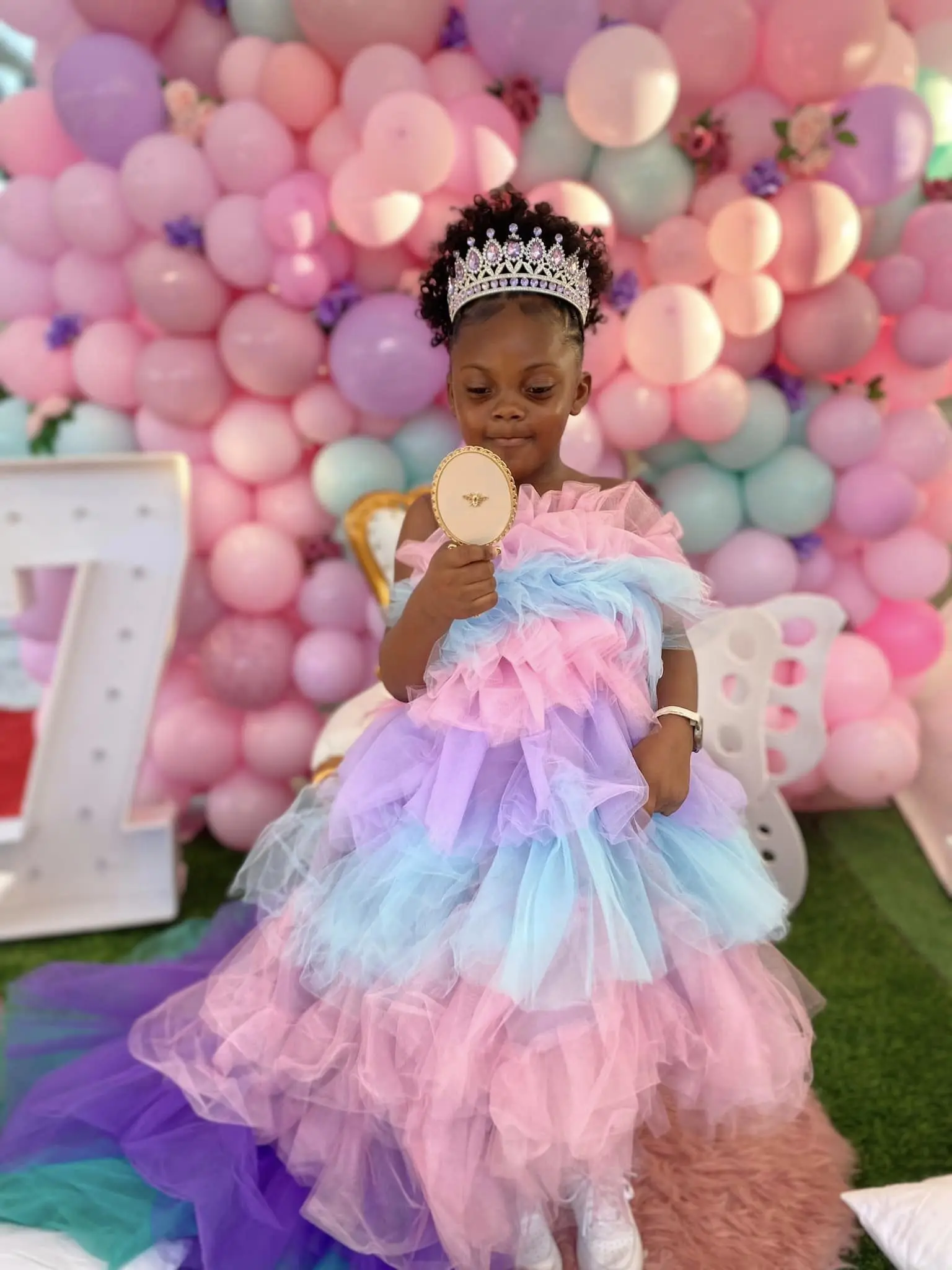 Vestidos de fiesta de cumpleaños de princesa colorida para niñas, vestidos de flores con cuello de ilusión, vestido de baile para niños, vestido de niña para sesión de fotos