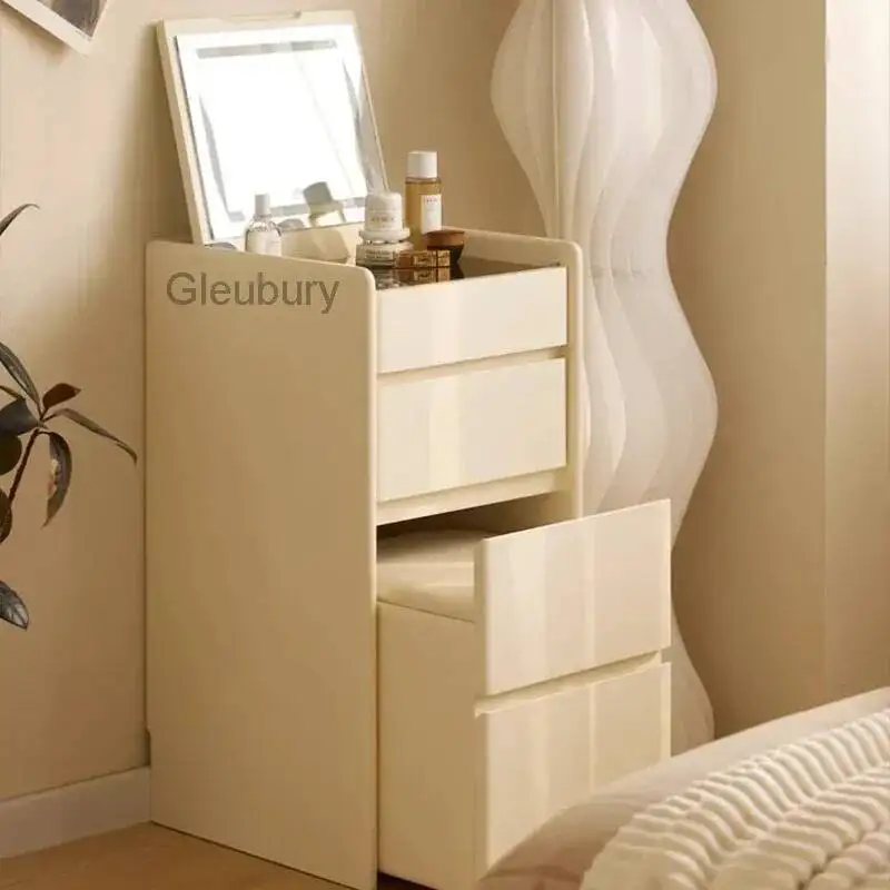 Stool Makeup Desk Equipped LED Whole Lights Solid Wood Dresser Bedside Table Integrated Cabinet Dressing Table Makeup Vanity
