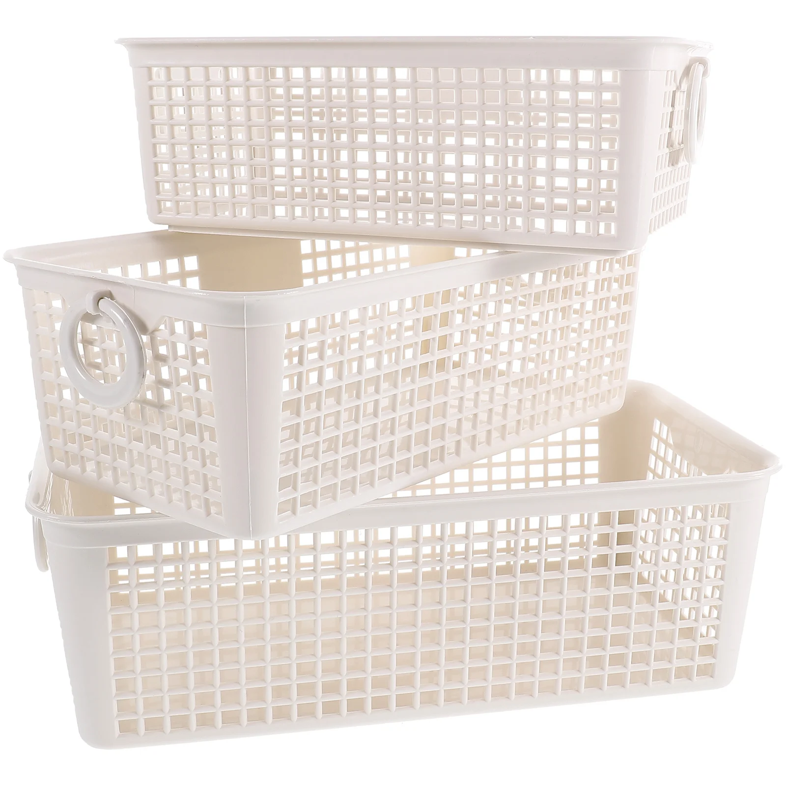 

3 PCS Storage Basket for Countertop Baskets Plastic Bins Kitchen Bathroom Portable