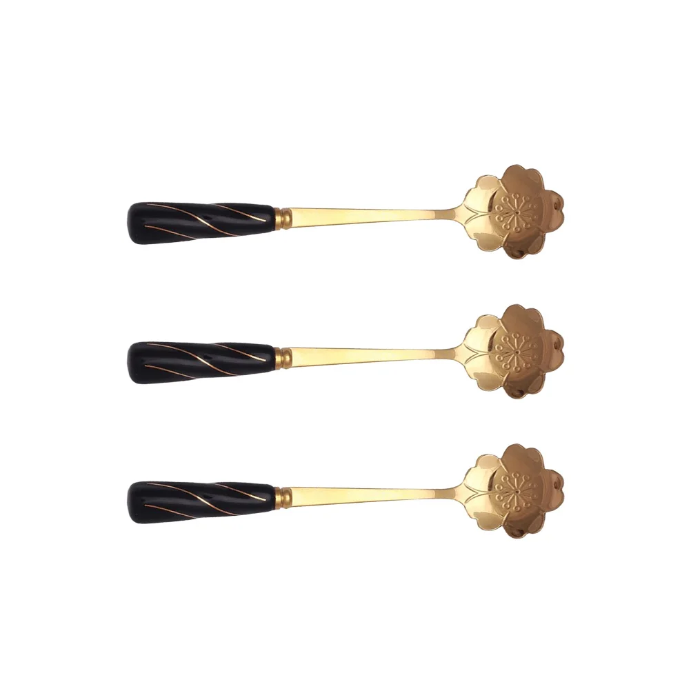 

3Pcs Coffee Stirring Spoons Stainless Steel Long Handle Petal Shaped Mixing Spoon for Tea Latte Cocktail Dessert Cherry Blossom