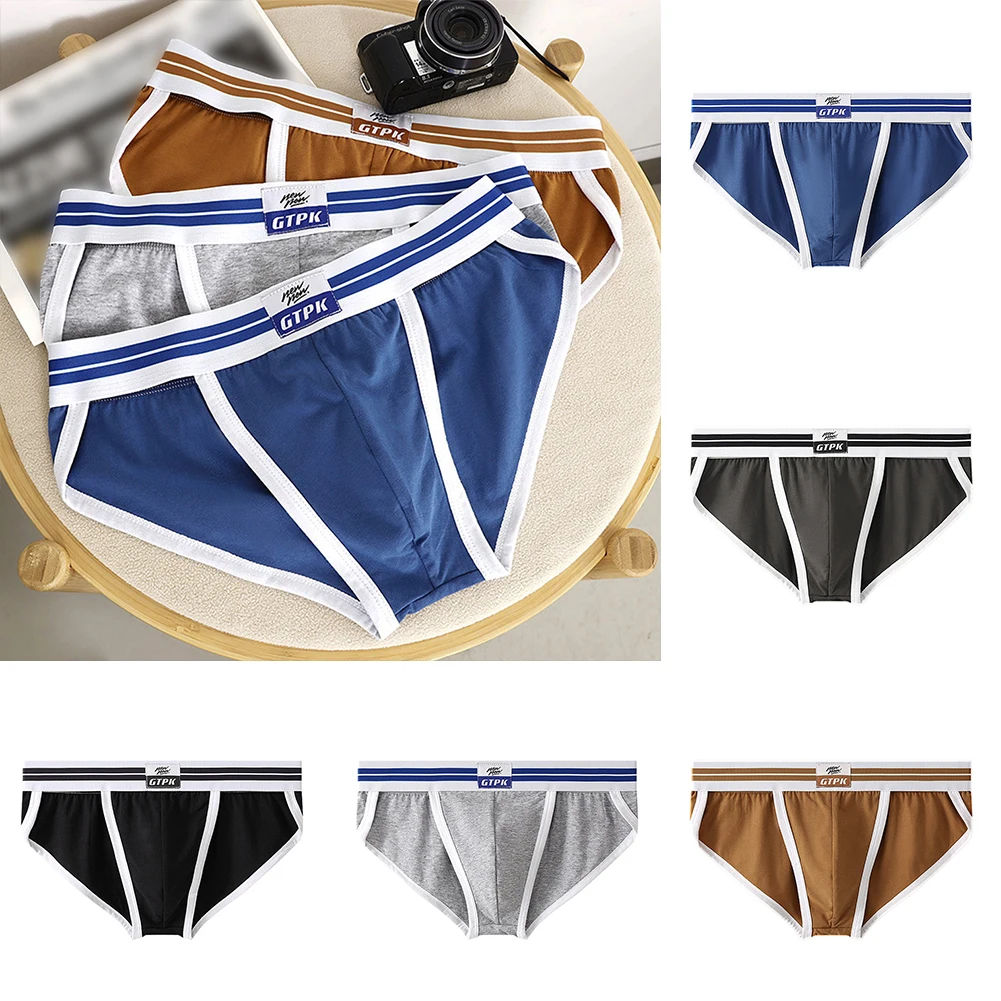 2XL 3XL ローウエストブリーフ男性セクシーなランジェリー下着ランジェリーメンズパンツカラーマッチングパターン綿生地