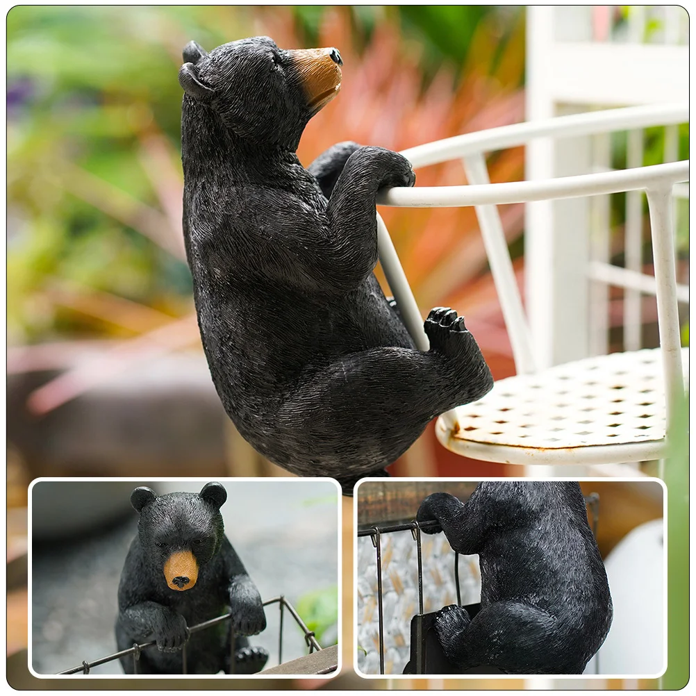 الدب الأسود الراتنج زخرفة اناء للزهور الديكور حديقة ديكور ملحق بوعاء النبات تزين تمثال في الهواء الطلق الحرفية #3