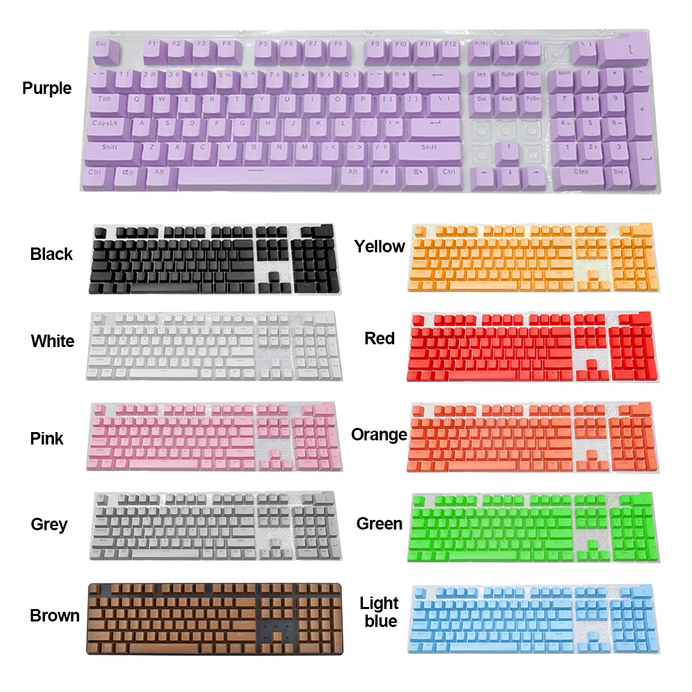 104 Pcs DIY Mechanical Keyboard Keycaps Set OEM Backlit Single Color ABS Pink White Key Cap for 61/87/104 Key Cherry MX Keycap