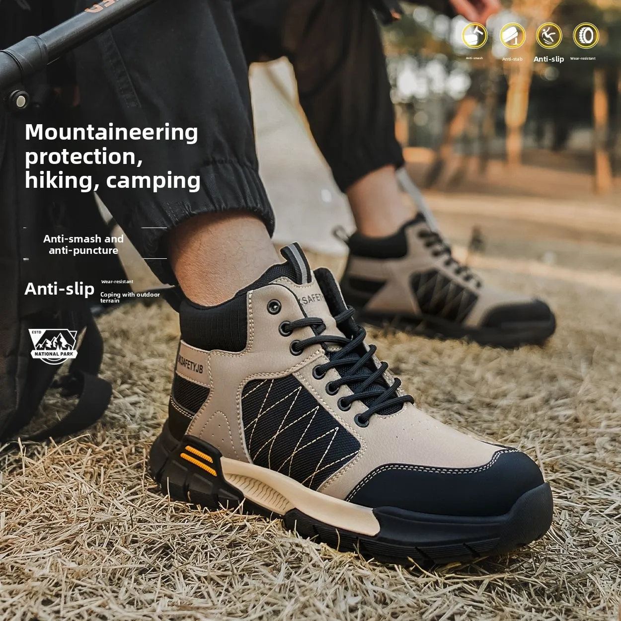 작업용 안전화 남성용 절연 강철 발가락 보호 부드러운 밑창 안전 통기성 운동화 펑크 방지 내마모성 경량