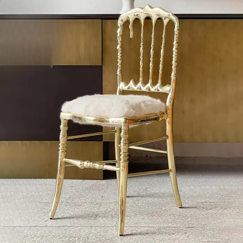 

Modern Luxury Dining Room Chairs Dining Room Copper Luxury Wool Dining Chair New Fashion Velvet Seat
