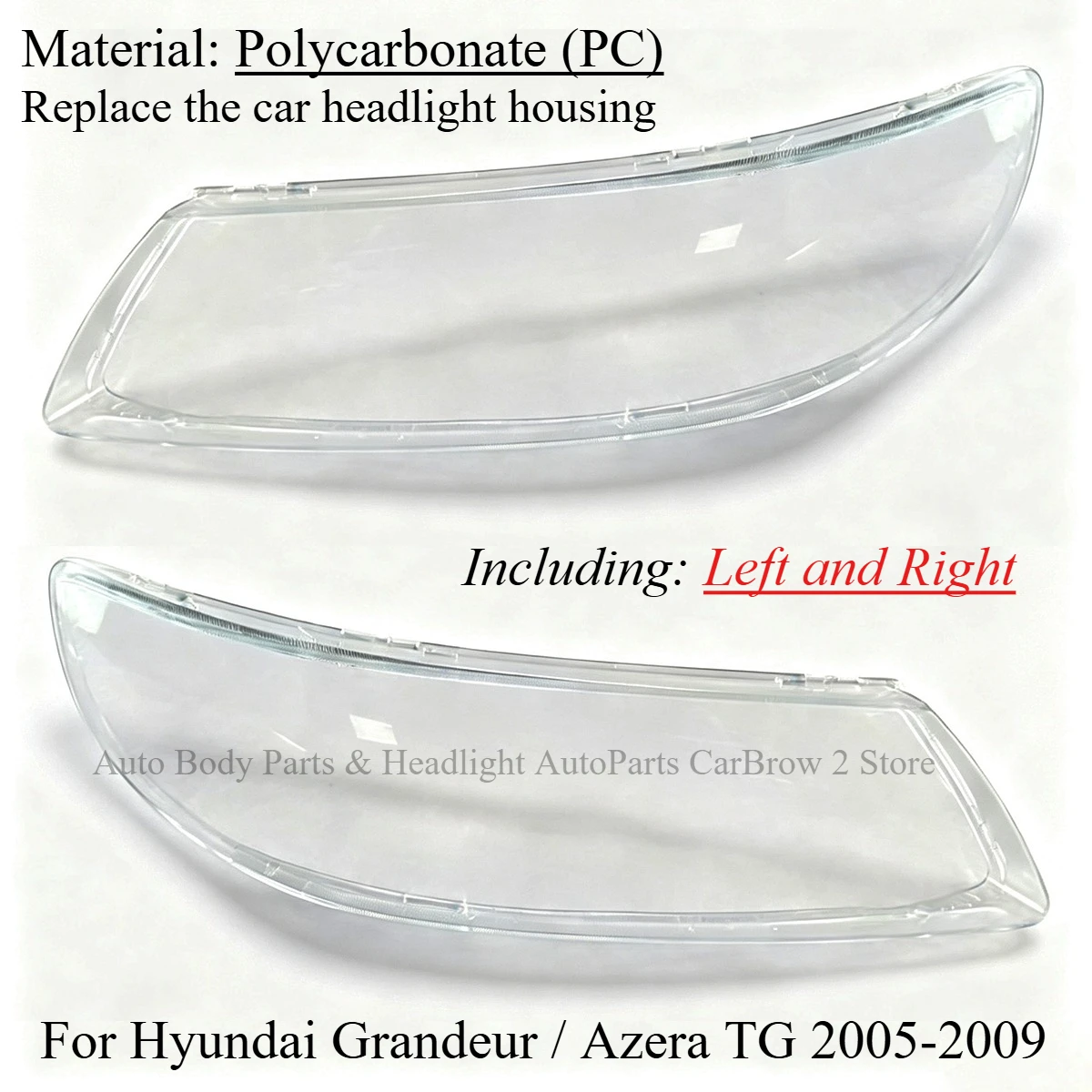 Car Transparent Lamp Face Shield Fit For Hyundai Grandeur / Azera TG 2005‑2009 Replacement Front Auto Headlamp Outer Lens Shell