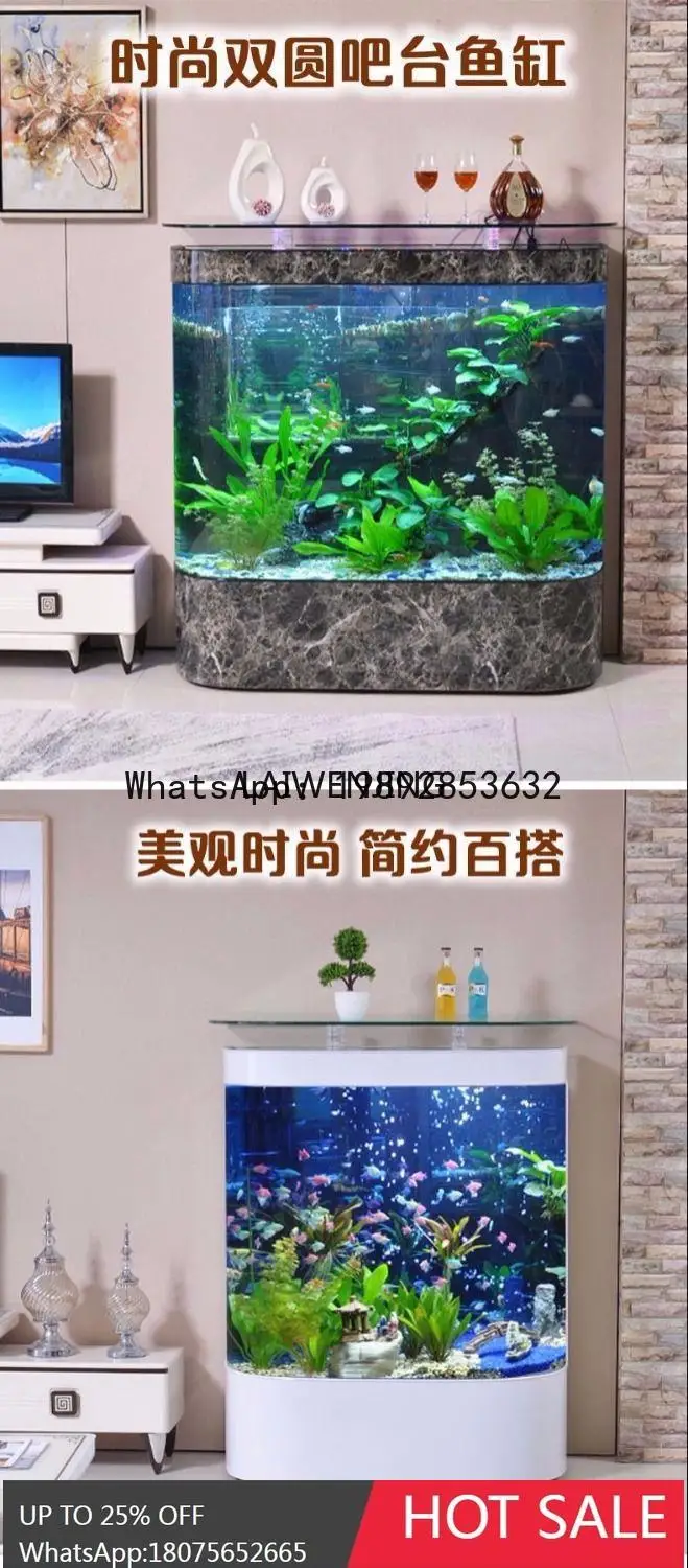 

living room household aquarium round water-free landscaping large fish tank