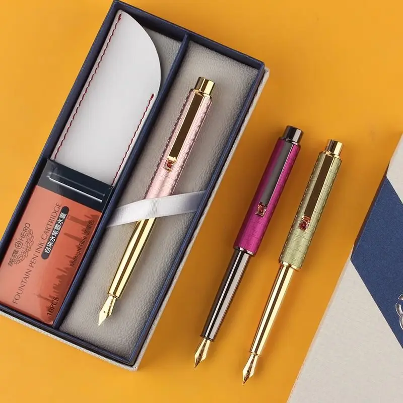 

Hero HS209 Fountain Pen Fashion Personality Women Iridium F 0.5 Pocket Ink Bag Pen Business Office White Collar Daily Writing
