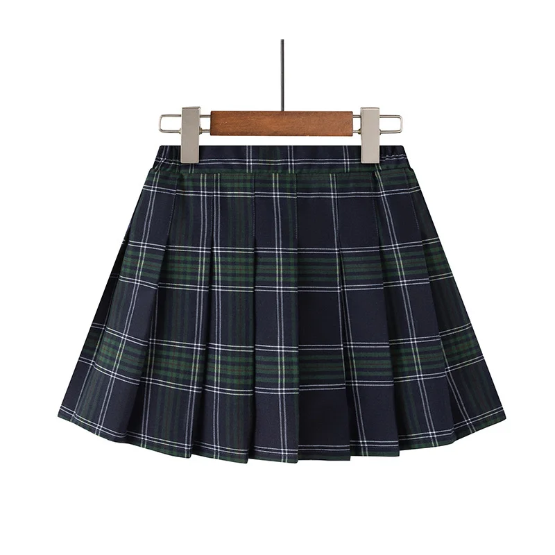 Fashion Preppy Girl Pleated Skirt with Safety Shorts Children\'s A-line Pleated Mini Skirt for Girls One-piece Plaid Clothing