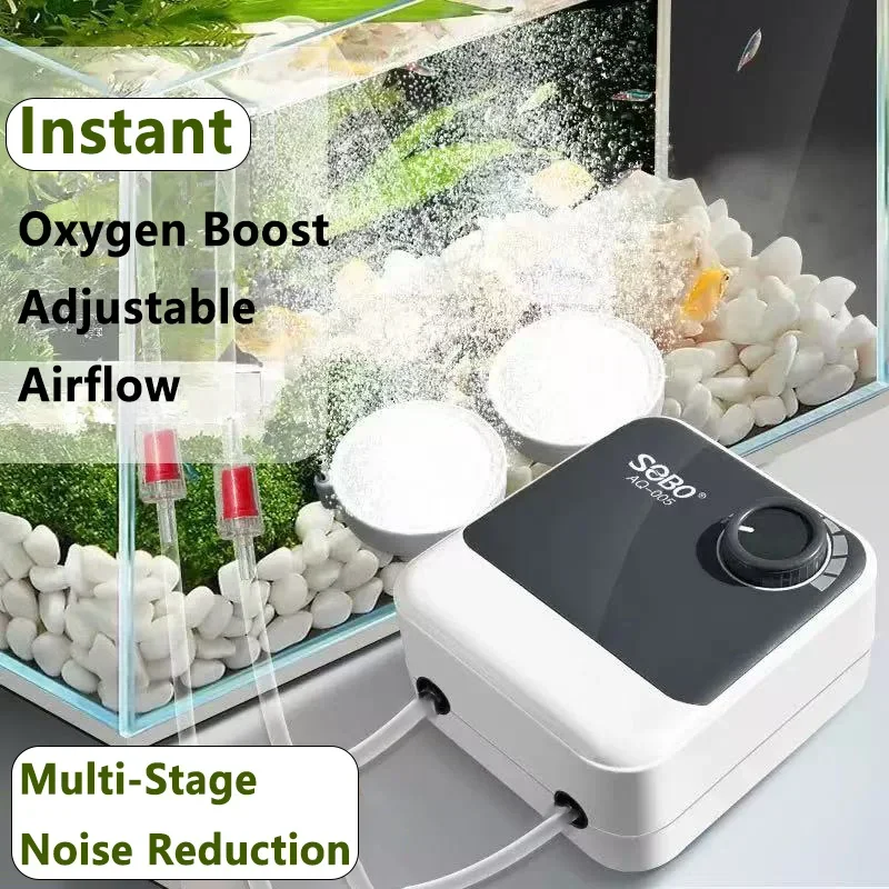 

Aquarium Oxygen Air Pump Fish Tank Adjustable Air Volume High Power Oxygenator Air Compressor Aerator 220v