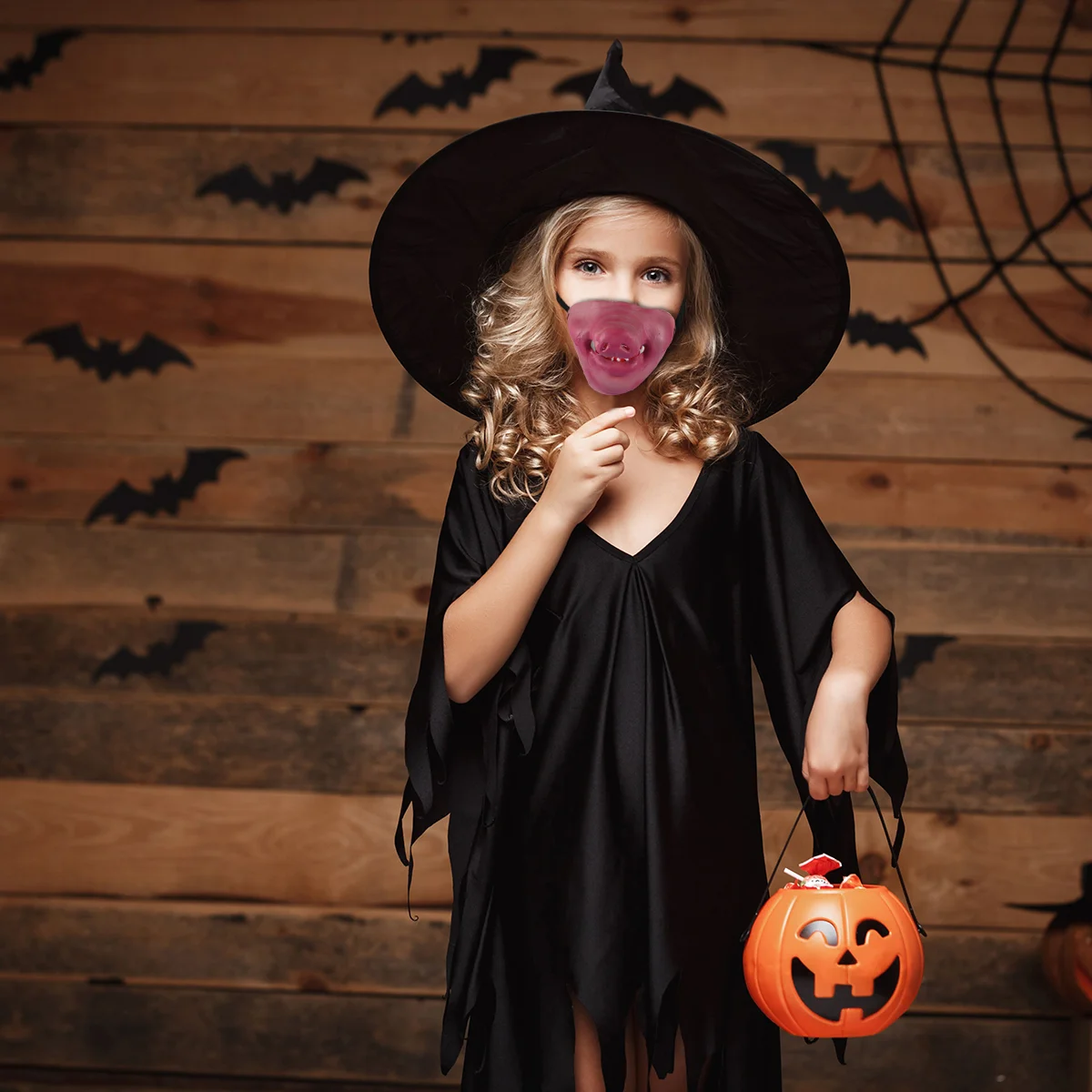 Halloween Funny Half Face Mask Prank Costume Scary Horrible Pig Cosplay Make up Prom