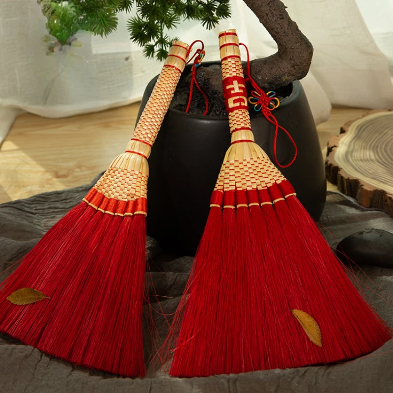 China Red Lucky Broom for New Year Spring Cleaning Business Success with Sorghum Handle and Natural Fiber Baby’s Sweet Dreams