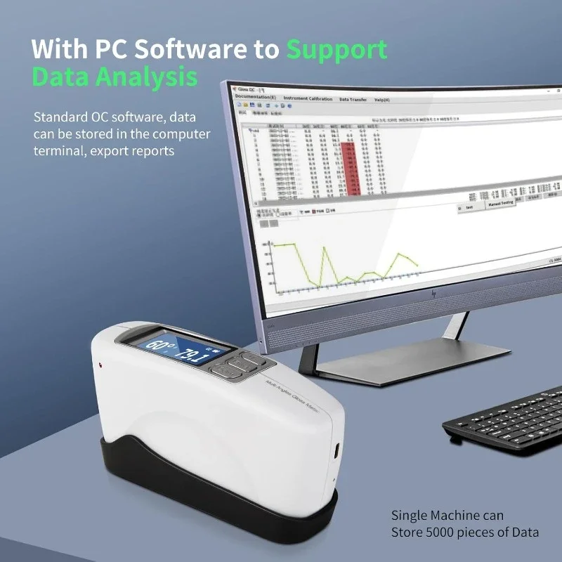 Three Angles Gloss Meter 20º 60º 85º  , for Measure Stone, Paint, Ink, Marble, Floors, USB Interface Storage High End QC