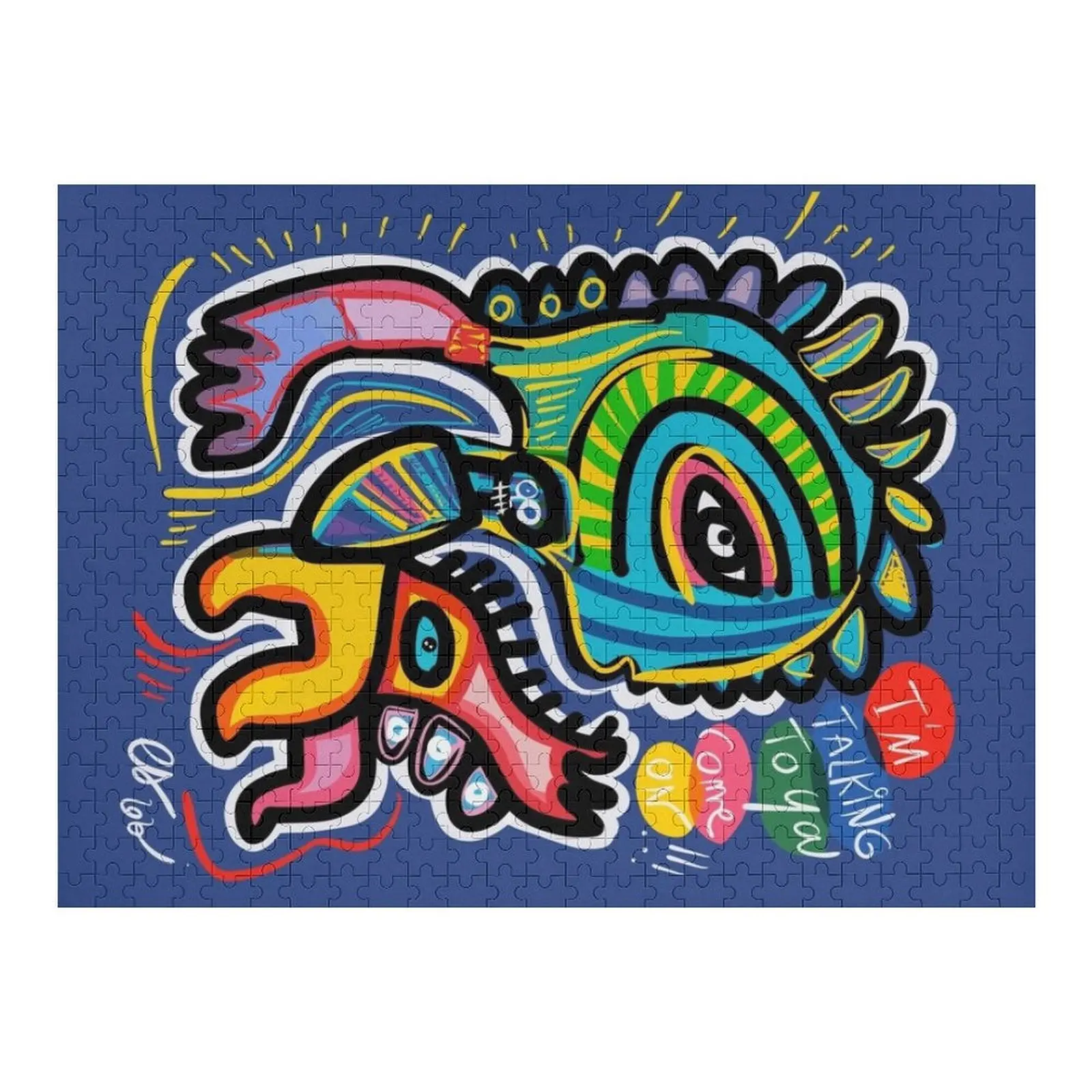 Seni Grafiti Biru Musik Berbicara padamu Puzzle Jigsaw Nama Kustom Mainan Anak Mainan Untuk Anak-anak Foto Puzzle Kustom