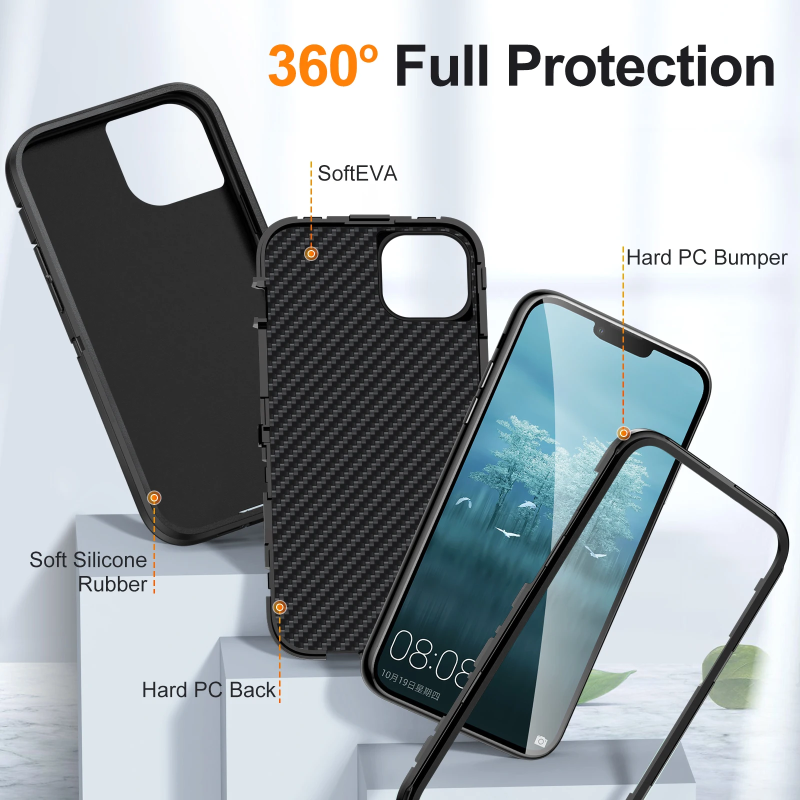 Heavy Duty Armor Case For iPhone 15 14 13 Pro Max 12 11 XS XR 7 8 Plus SE2023 15Plus 14Plus Shockproof Phone Accessories Covers