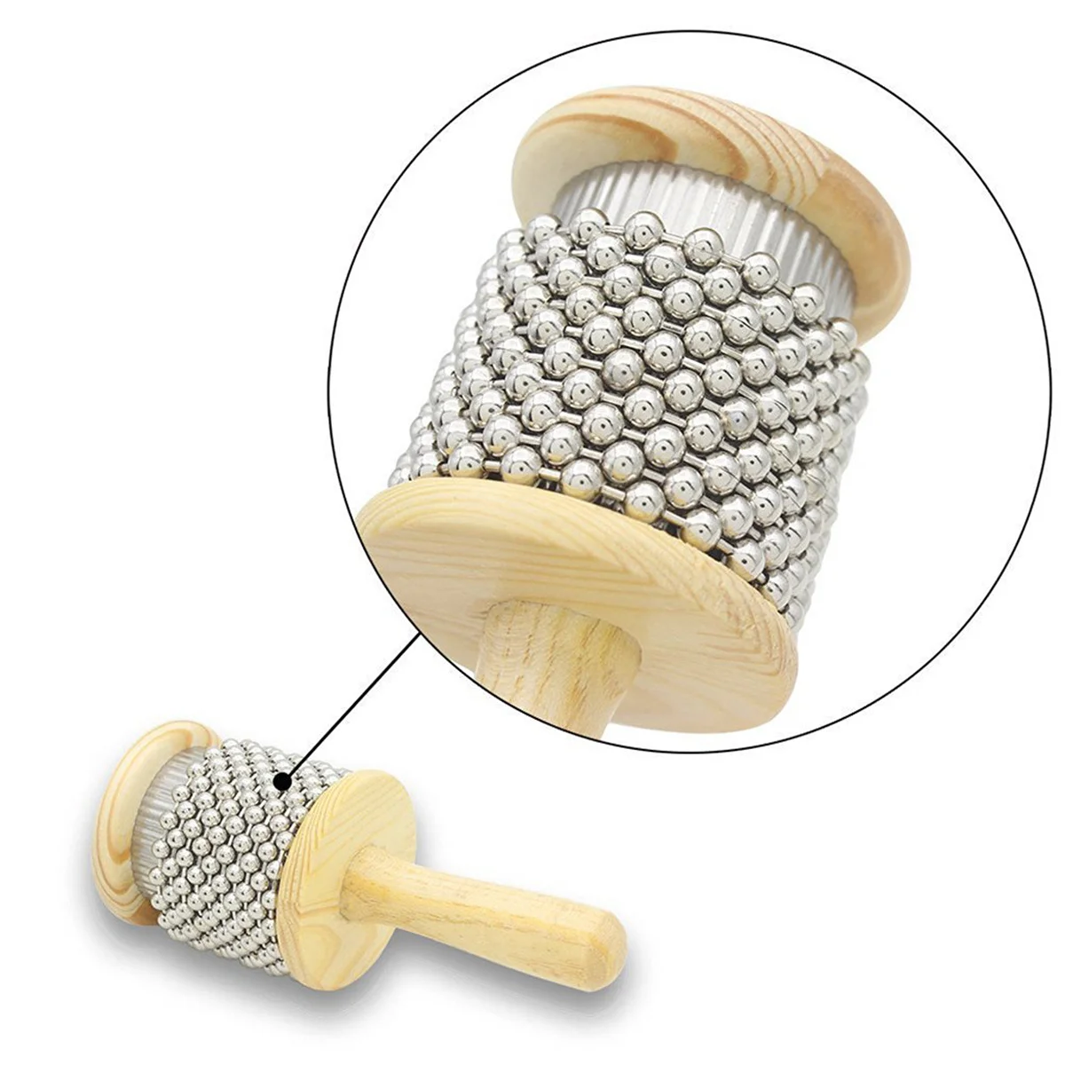 Dia.2.5'' Holz-Cabasa-Handschüttler, Schaben, Rasseln, Sound, Kinder-Musikinstrument, einfacher Griff für Studenten im Vorschulalter