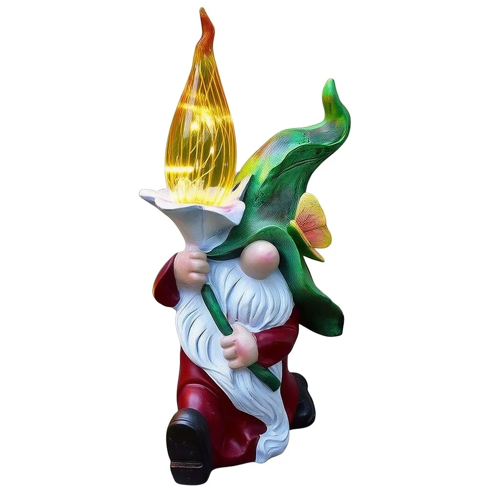 Garden Decoration for Solar Gnome Statue Resin for figurine Weather Resistant Garden Ornament Garden Statue Automatic Charging