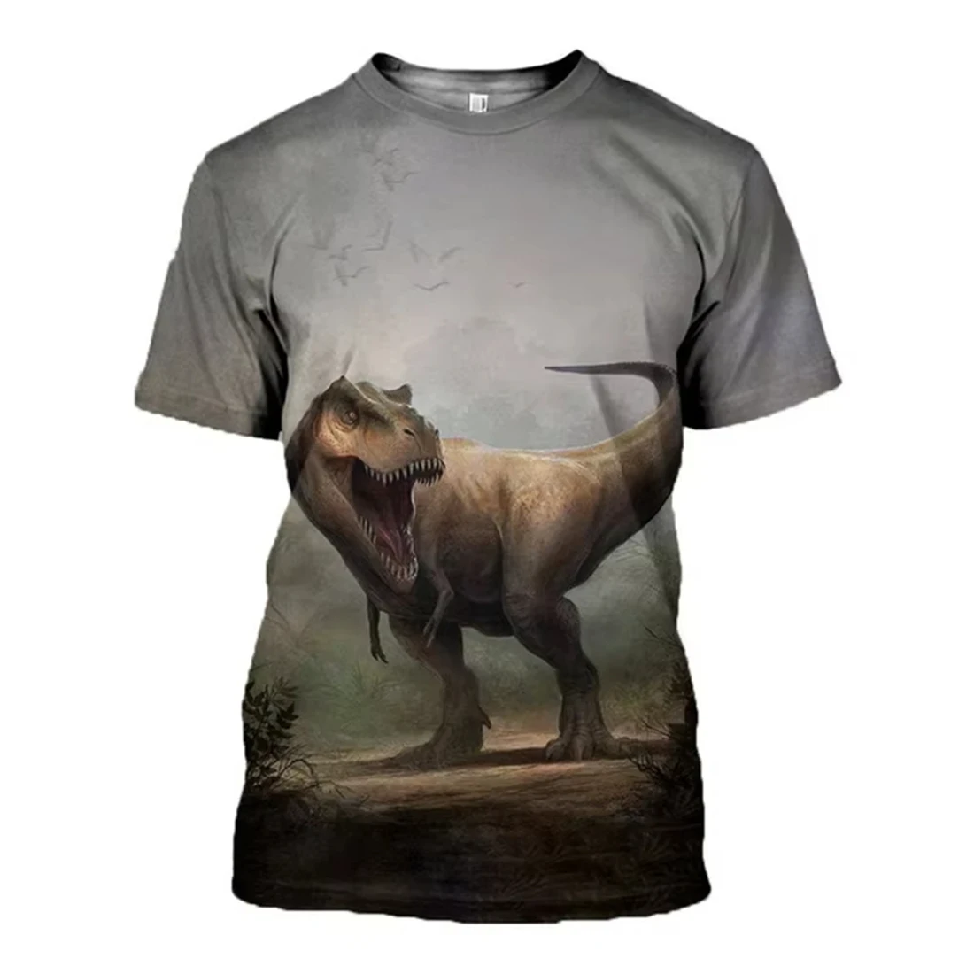 

Unisex Summer Casual Short-sleeved Round Neck Tee Shirt Harajuku Kids Tees Fashion Men T-shirt 3D Print Dinosaur Graphic T-shirt