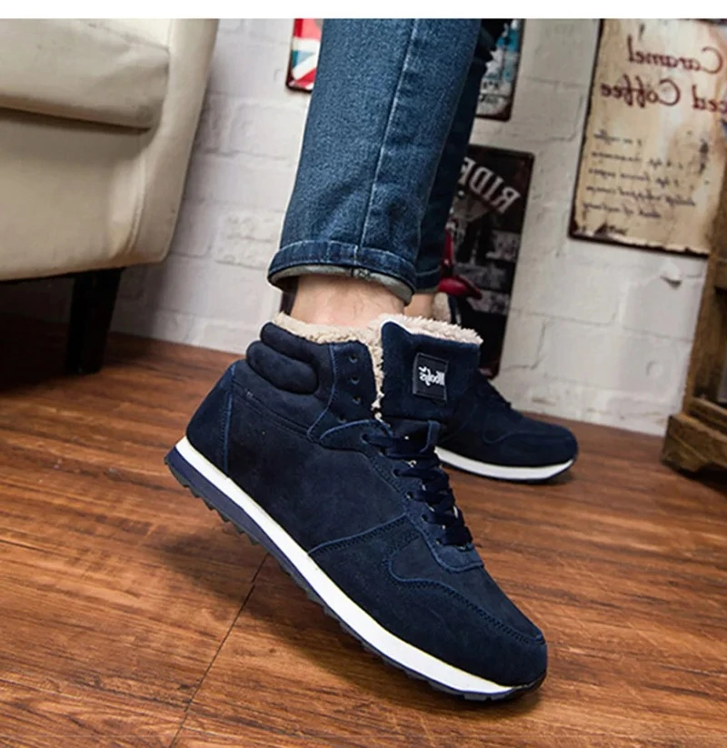 

Mens Winter Shoes Mans Footwear Warm Fur Snow Ankle Botas Hombre Winter Boots For Men Plush Winter Sneakers Plus Size