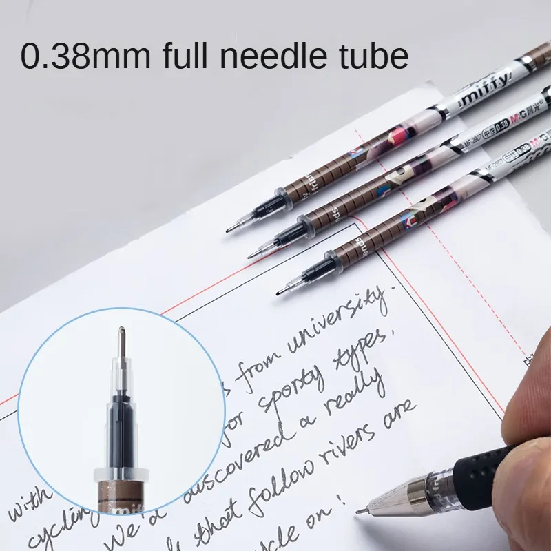 M&G 20pcs Gel Pen Refill 0.38mm Black Draw Cap Full Syringe Signature Pen Refill Miffy Series Pens Refill for School Opening