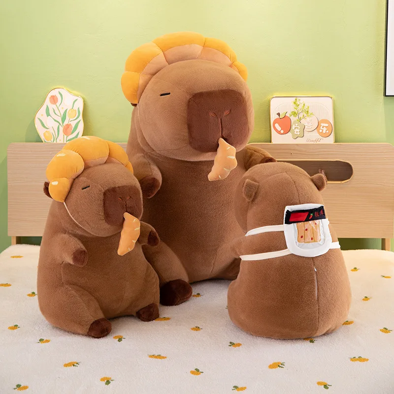 Capybara Stuffed Plush Doll Capybara Backpack Pull Horn Bun Toy Cute Kawaii Stuffed Animal Kids Birthday Xmas Gift Plushie Toy
