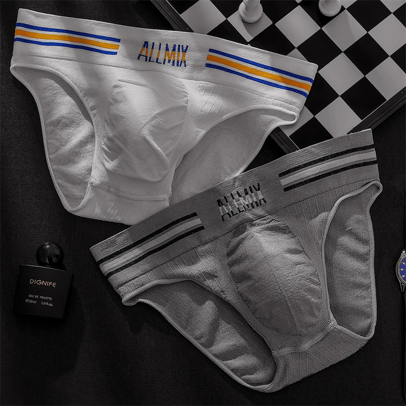 Sexy panties men Underwear Colorful Stripe Letter ropa interior hombre Three Dimensional space Seamless One Piece Sports Briefs