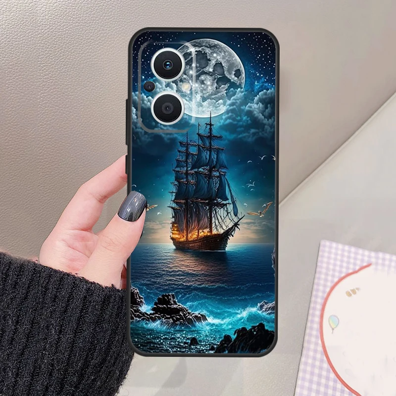 Ships Paintings Case For OPPO Reno 5 Lite 4 6 7 8 Pro 2Z 4Z 5Z 8T OPPO Find X5 X6 Pro X2 Lite X3 Neo Cover