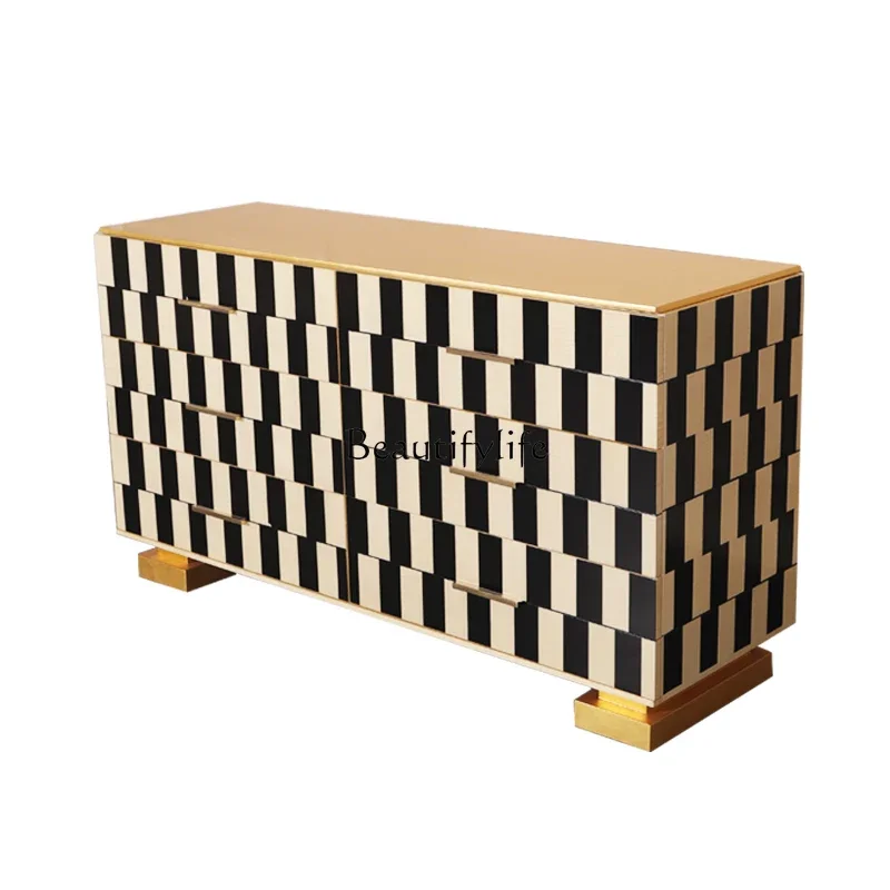 

Modern simple foyer aisle porch cabinet household living room storage American light luxury abstract color matching six cabinet