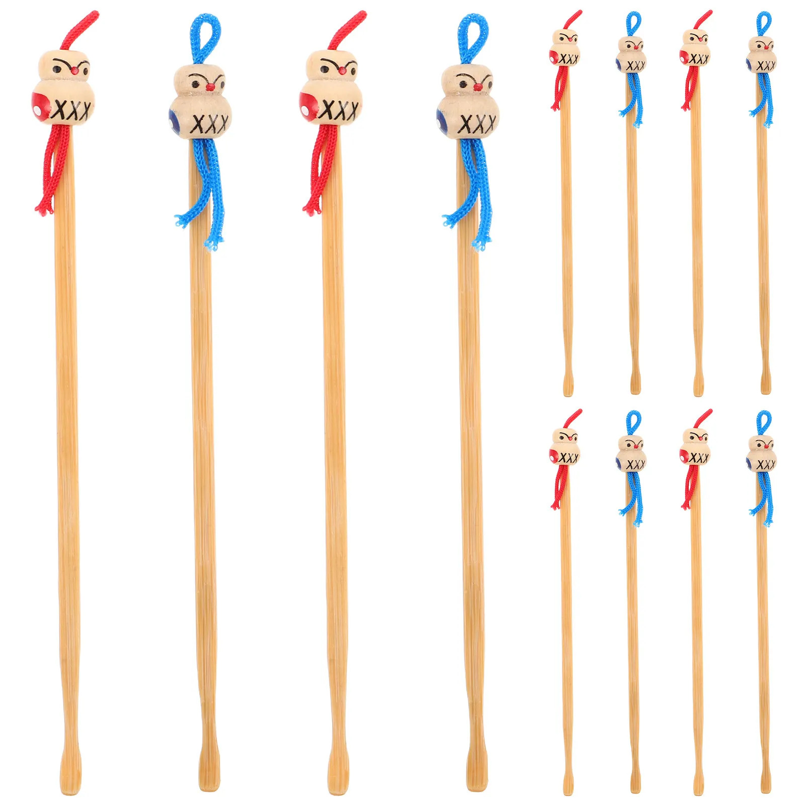 12Pcs Earwax Remover Bamboo Ear Pick Ear Cleaning Spoon Manual Gentle Earwax Removal Tool Portable Reusable Red Blue