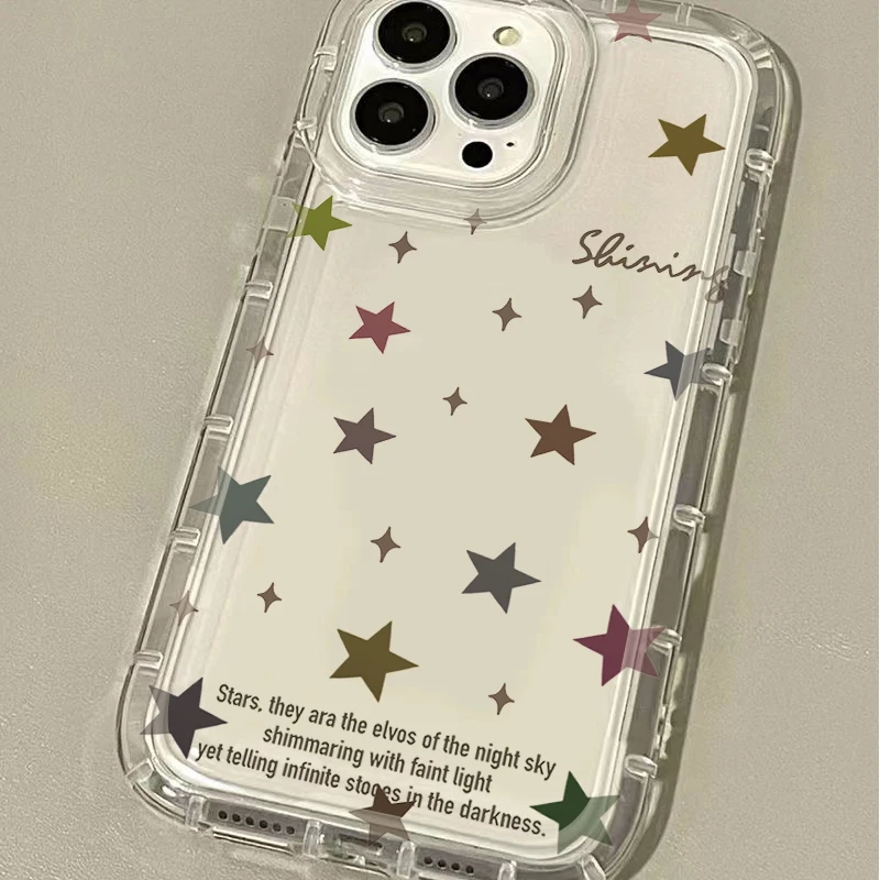 Colored Stars Heart Love Case for Samsung Galaxy S24 Ultra S23 S22 S21 FE S20 Plus Note 20 10 Pro A34 A54 A33 A53 Clear Cover