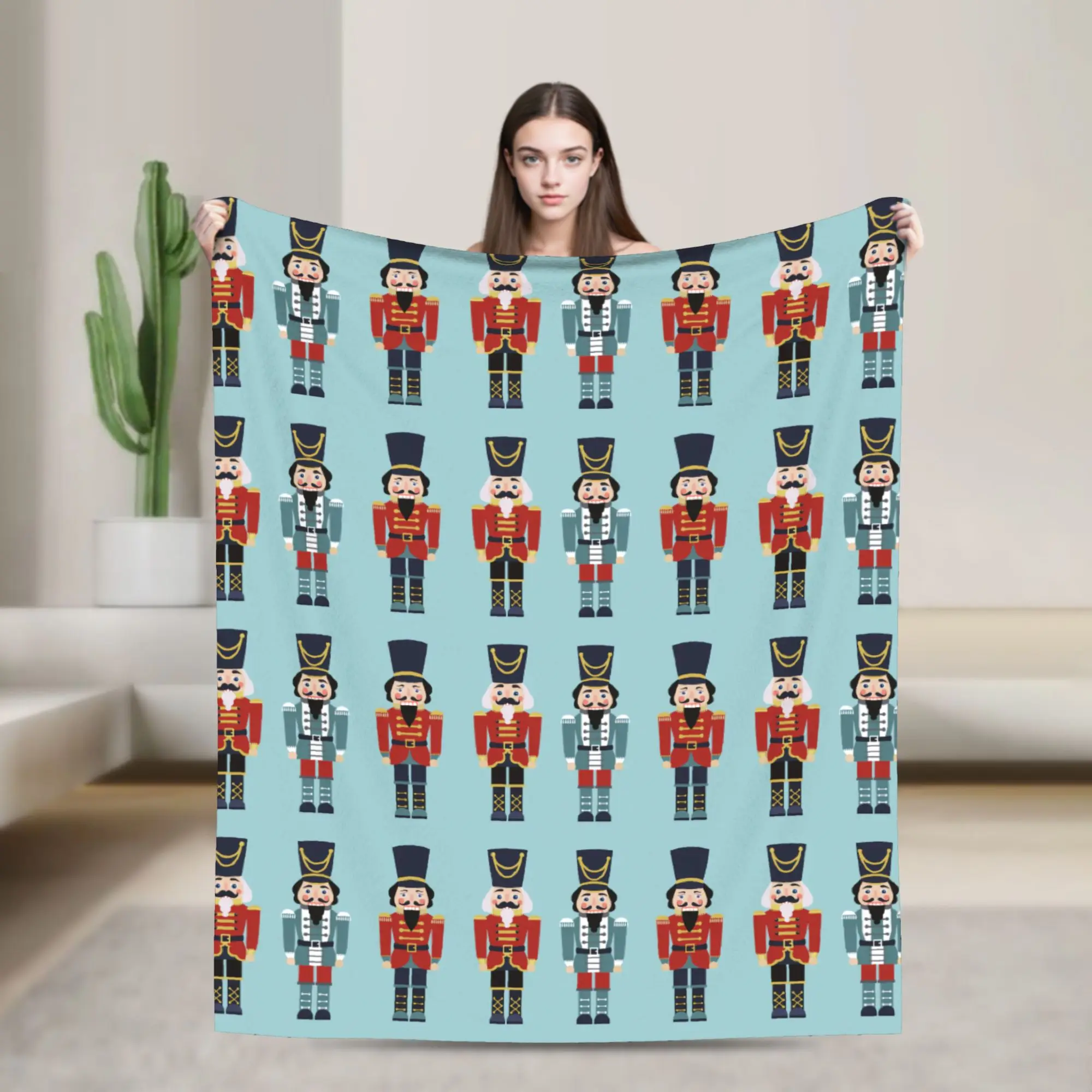 Christmas Nutcracker Blanket Spring  Warm Cozy Throw Blanket For Adults Child Home Decor Flannel Bedspread Bed Cover
