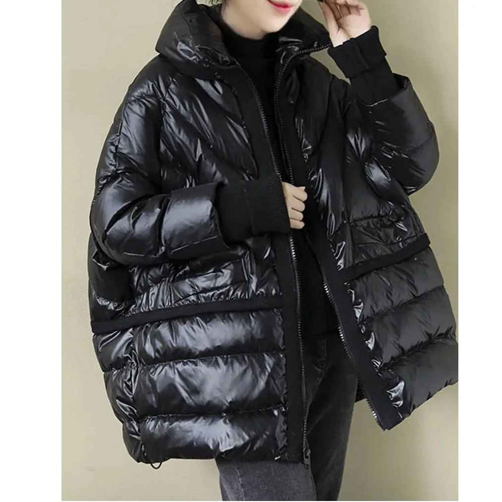 Autumn Winter Womens Female Loose Wine Red Black 90% White Duck Feather Down Coat , 2023 New Lady Stand Collar Casual Coats