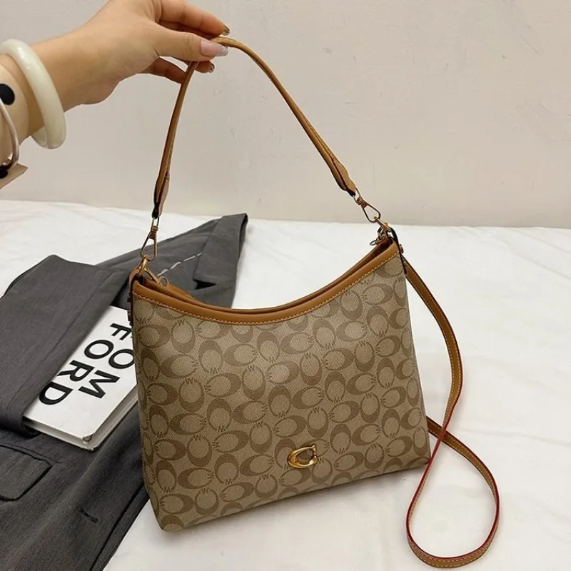 

Simple Creative Underarm Bag Lightweight Presbyopic Printing Trendy Daily Use Maillard Style Adjustable Female Bag Charming