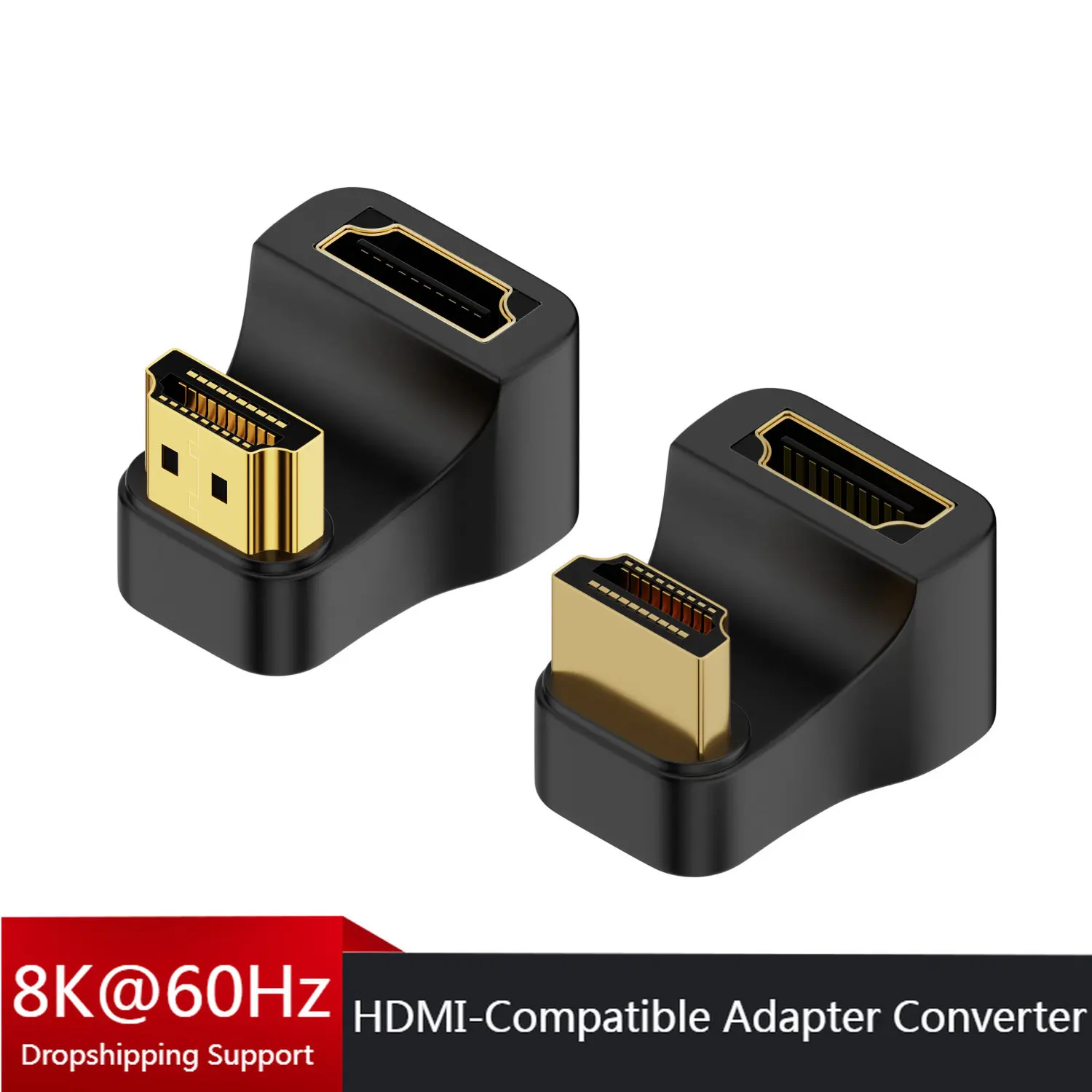 HDMI-Compatible Adapter Male to Female UHD Converter 360 Degree Angled U-shaped 8K@60HZ HDTV 2.1 Adapter for HDTV PS4 PS5 Laptop