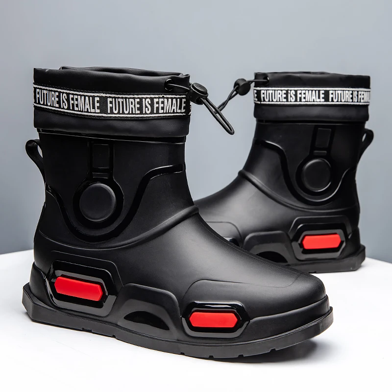 Bottes de pluie hautes imperméables pour hommes, chaussures de pêche pour jeunes hommes, randonnée en Y, travail de chef non ald, rinçage, quatre saisons