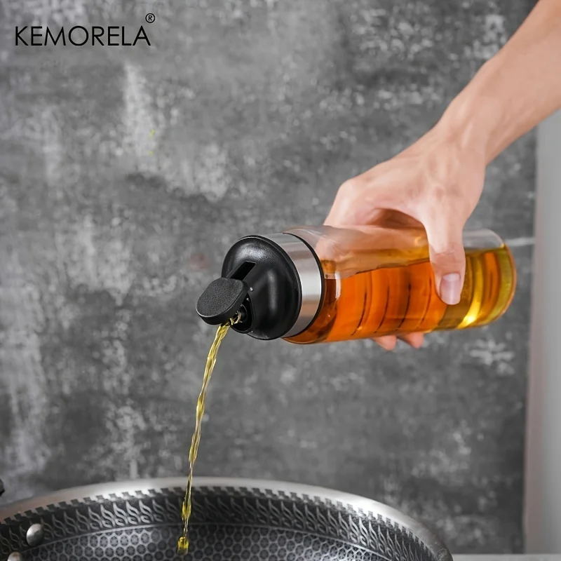 KEMORELA 1/3PCS Oil Bottle Olive Oil Glass lecythus Dispenser Drip-Free Automatic Opening And Closing Seasoning Bottle Bottle