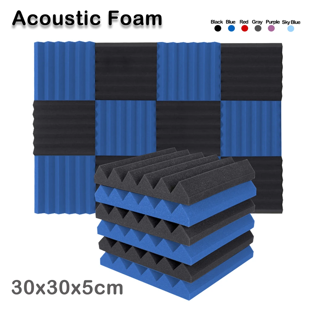 

12/24/Pcs 12''X12''X2'' Studio Acoustic Foam Panels SoundProofing Panel Sponge Pad Absorption Treatment Wall KTV Room Decorate