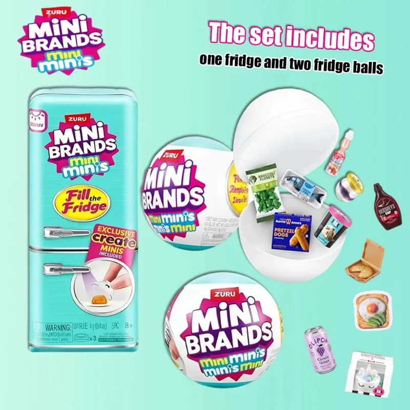 ZURU Original Fill The Fridge Mini Refrigerador de Brinquedo Série Mini Brands Caixa Surpresa Brinquedo Misterioso Decoração para Casa de Bonecas Presentes