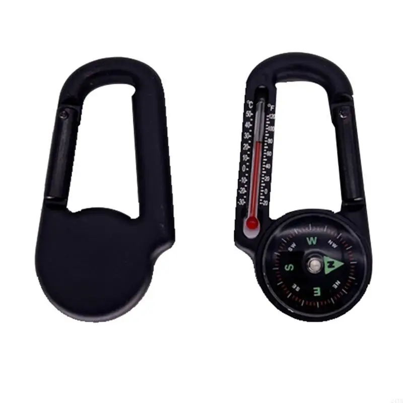 Portable Aluminum Alloy Carabiner with Compasses & Thermometer Camping Accessory 