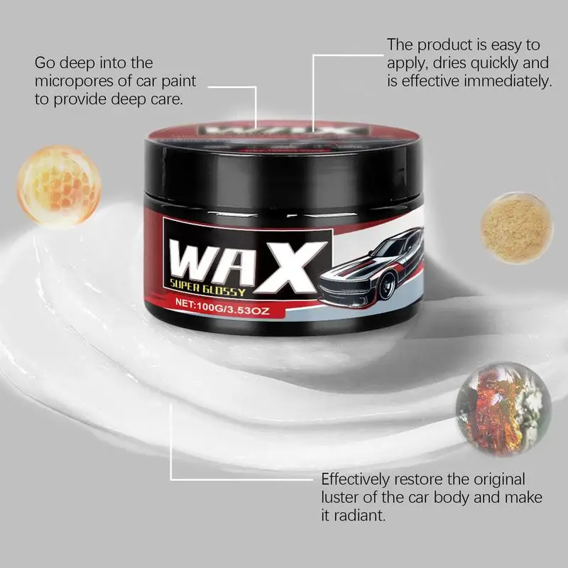 

Auto Wax Polish 100g High-Gloss Shine Car Wax Paste Sponge Included Wax For Car Detailing Trucks Motorcycles RV's Longlasting