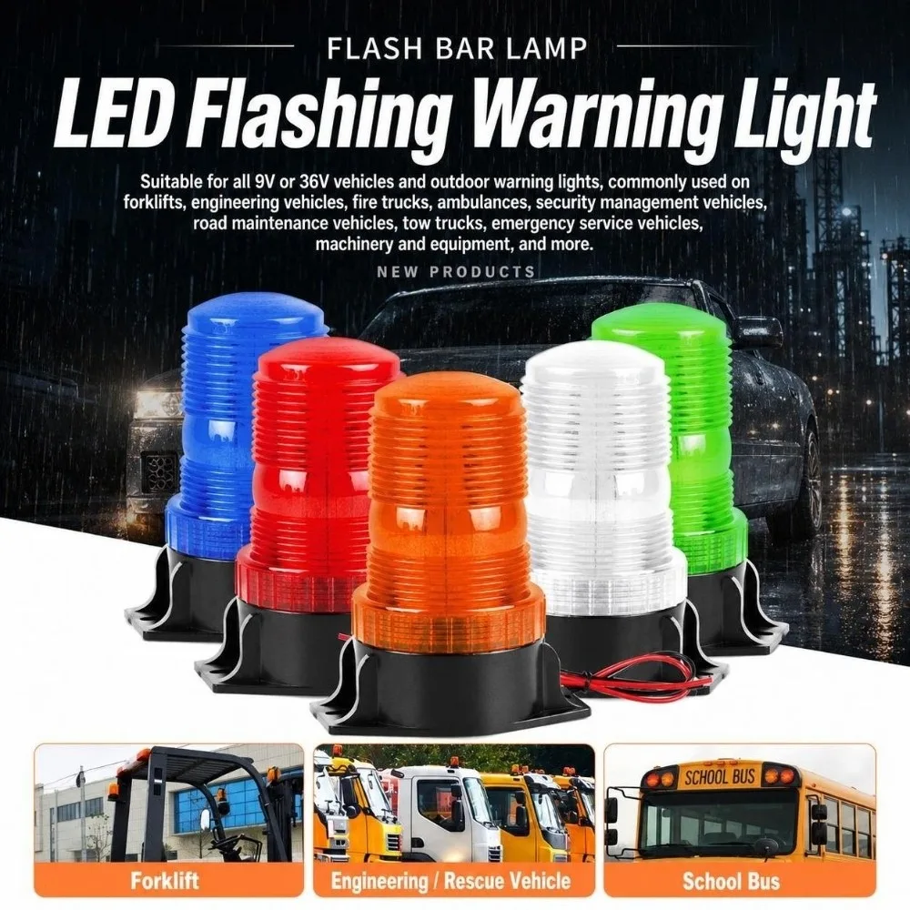 9-90V LED Warning Light 30 LED Top Mount Strobe Warning Lamp Shock Resist Water Block Emergency Signal Light School Bus