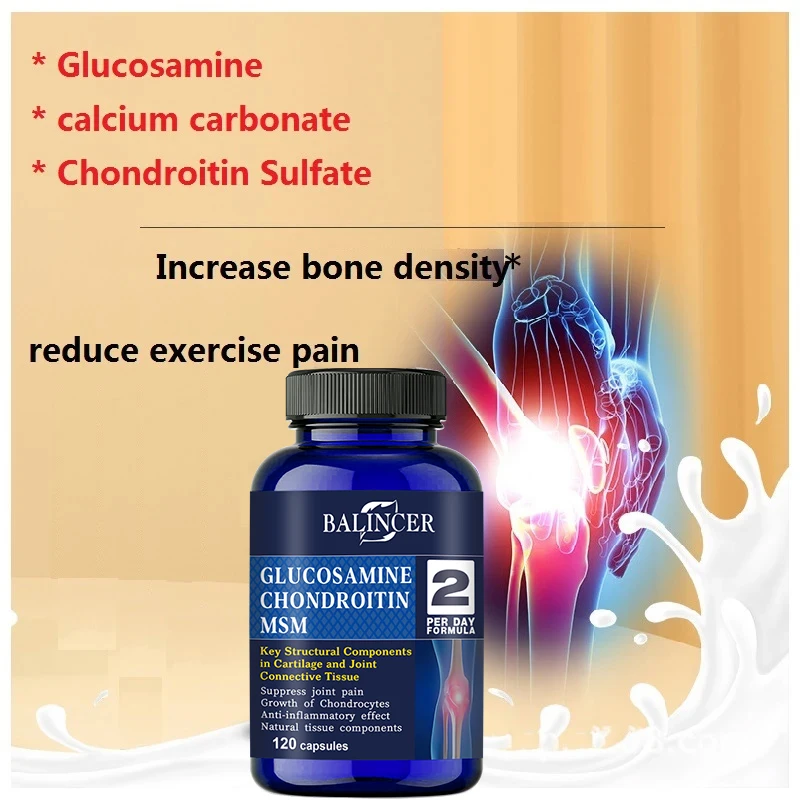 Glucosamine Chondroitin MSM Capsules, for Joint Health, Promotes Bone and Joint Mobility, Dietary Supplement