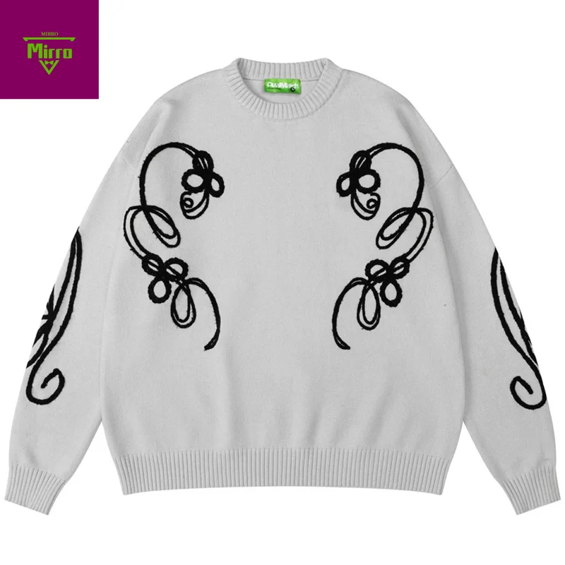 

Oversized Sweaters Streetwear Harajuku Knit Jumper Pullover Sweaters Men Black Gray Loose Casual Sweaters