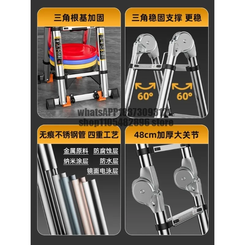 Ladder Household folding ladder Telescopic herringbone Multifunctional Engineering ladder Interior decoration