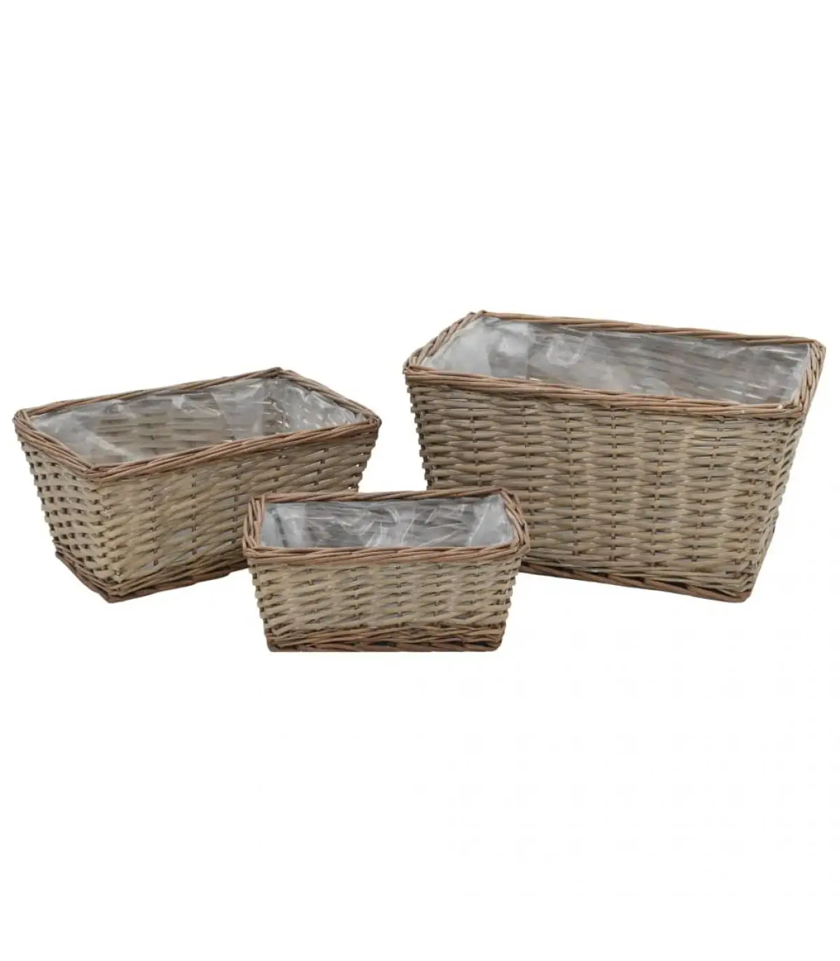 3 PCs Wicker flowerbed planters and planters with PE lining