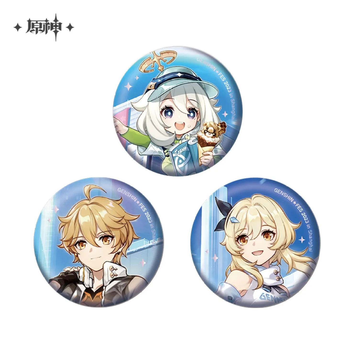 [Echte] Anime Spel Genshin Impact 2023 Carnaval Thema Cosplay Set Paimon Badge Reiziger Acryl Standbeeld Ornament Kerstmis Geschenkdoos