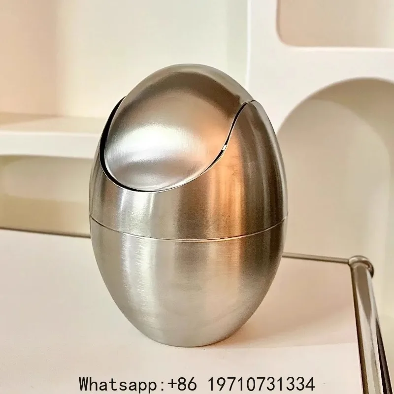 

304 Stainless Steel Mini Countertop Brushed Swing Lid Trash Can Set, Desktop Gold Trash Can
