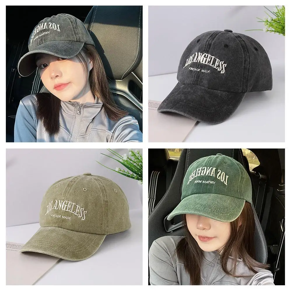 Soft Top Washed Vintage Coated Cloth Cap Three-Dimensional Embroidery Casual Baseball Distressed Cap D4R7